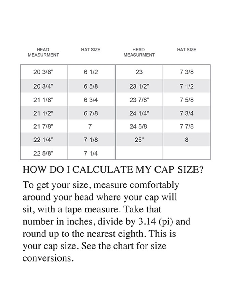 Stormy Kromer Size Chart