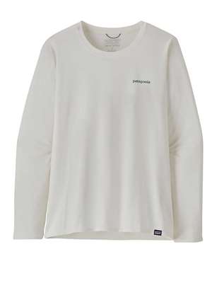 Patagonia Women's Long-Sleeved Capilene Cool Daily Graphic Shirt - Waters in Boardshort Logo Light Plume Grey: White
