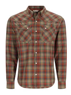 Simms Brackett Shirt- clay/bay leaf window plaid Men's Fly Fishing Shirts at Mad River Outfitters