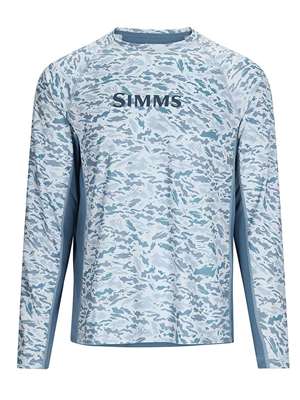 Simms Challenger Solar Crew- Ghost Camo Neptune Men's Fly Fishing Shirts at Mad River Outfitters