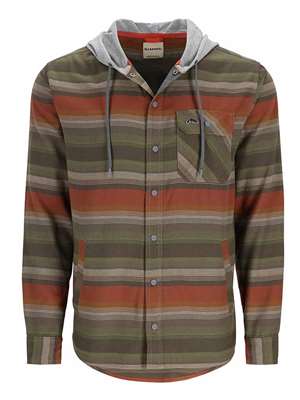 Simms Santee Flannel Hoody- clay cork stripe Men's Fly Fishing Shirts at Mad River Outfitters