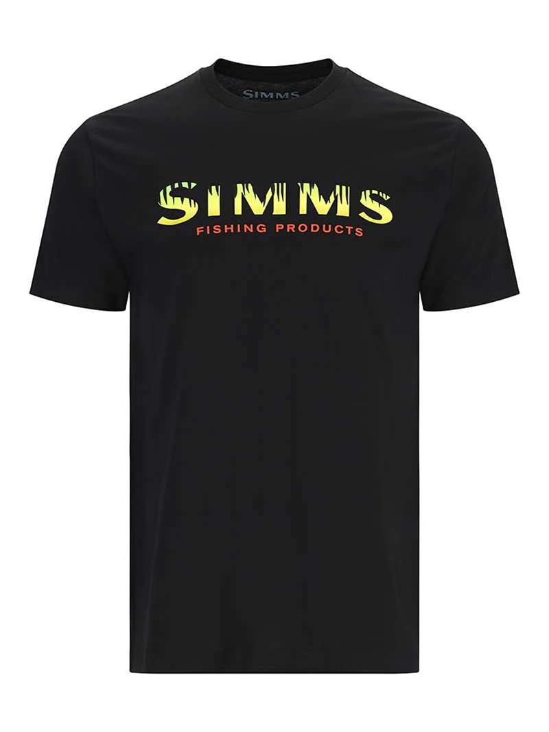 Simms Logo T-Shirt - Men's Black/Neon, L
