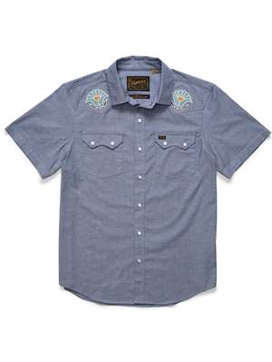 Howler Brothers Crosscut Deluxe Shortsleeve Shirt in Fresh Blooms : Indigo Men's Fly Fishing Shirts at Mad River Outfitters