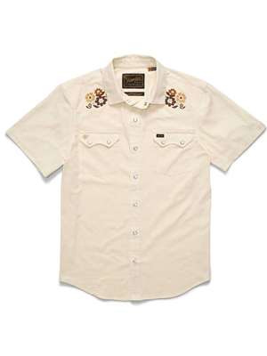 Howler Brothers Crosscut Deluxe Shortsleeve Shirt in Off White Dobby Men's Fly Fishing Shirts at Mad River Outfitters