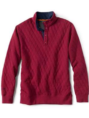 Orvis Quilted Snap Sweatshirt- red heather Men's Fly Fishing Shirts at Mad River Outfitters