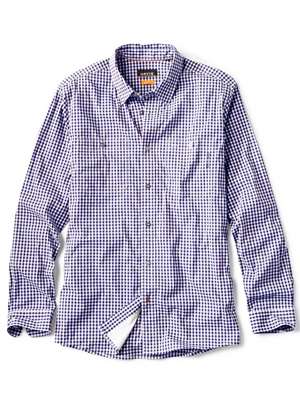 Orvis River Guide 2.0 Long Sleeved Shirt- navy check Men's Fly Fishing Shirts at Mad River Outfitters