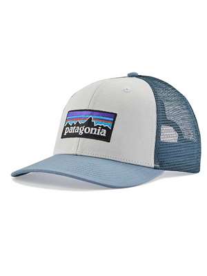 Patagonia P-6 Logo Trucker Hat in White with Light Plume Grey