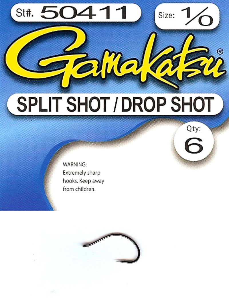 Gamakatsu Drop Shot/Split Shot Hook-6 Per Pack (Red, 1)