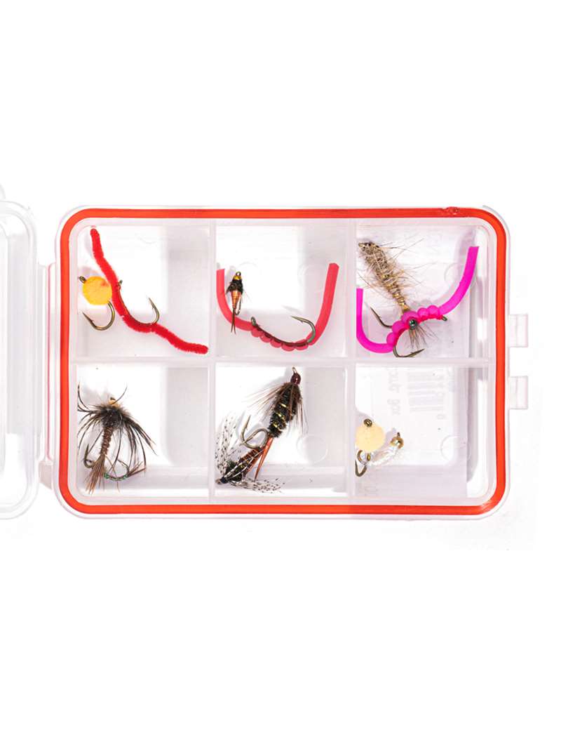 Lots 20 pcs Blue red Trout NYmph Flies Fly Fishing DRY HOOK in free Box L322
