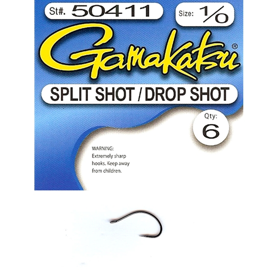Gamakatsu Drop Shot/Split Shot Hook-6 Per Pack (Red, 1), Hooks -   Canada