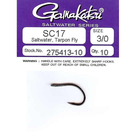 Gamakatsu SC17 Tarpon Fly Hook Ns Black Size 2/0 - Hareline Dubbin