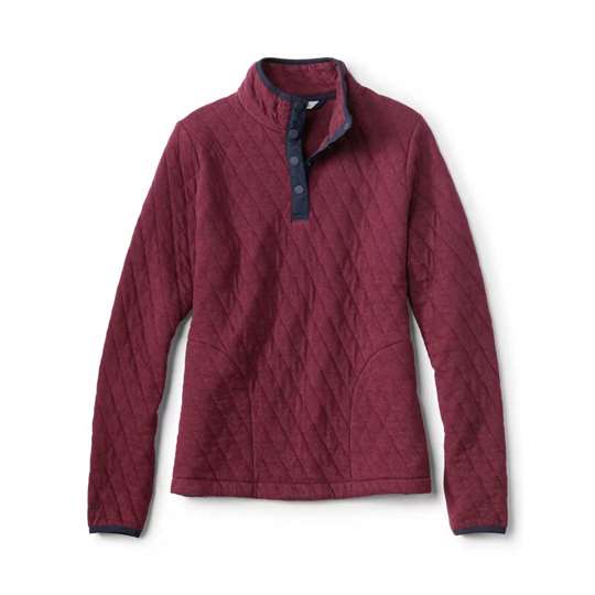 Orvis Outdoor Quilted Quarter Snap Sweatshirt Jam Heather Small